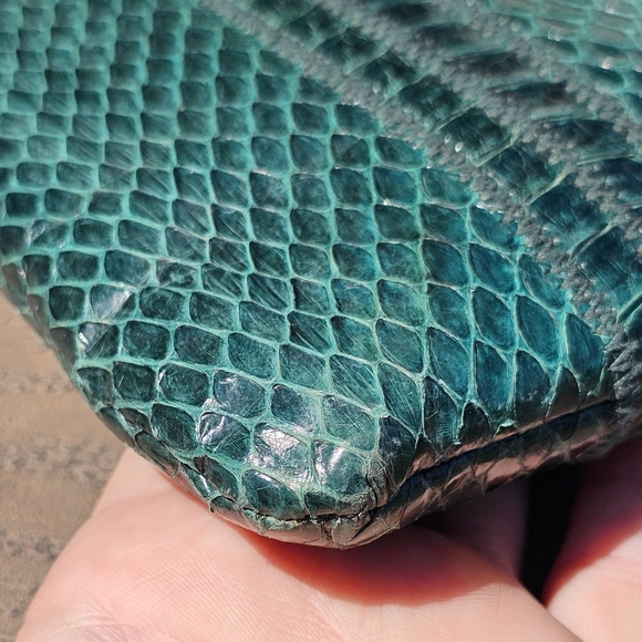 Vtg. Clemente green python purse - Picture 5 of 11